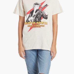 David Bowie Vinyl Icons Ziggy Stardust Graphic Tee - Cream Short Sleeve Small